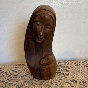 Handcrafted Wooden Mother Mary baby Jesus Sculpture